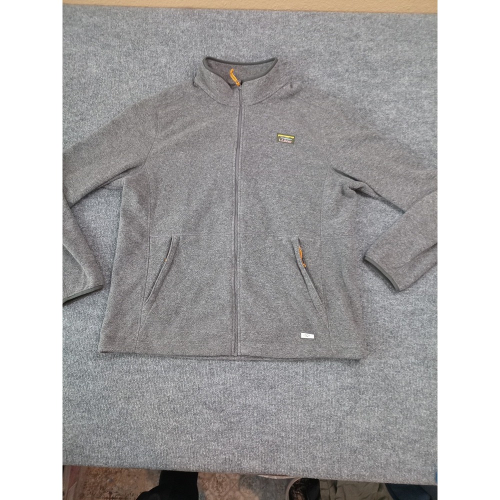 L.L.Bean Full Zip Fleece Jacket Mens XL Gray Sweater Knit Outdoor